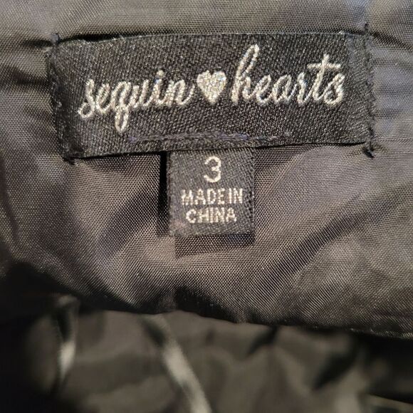 Sequin Hearts Ball Prom Gown Black Size 3 / S - Picture 12 of 13